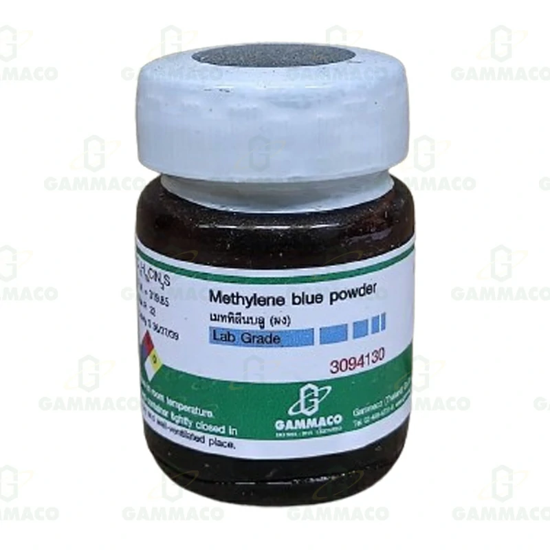 C<sub>16</sub>H<sub>18</sub>N<sub>3</sub>SCl  เมทิลีนบลู (ผง) 10 g.