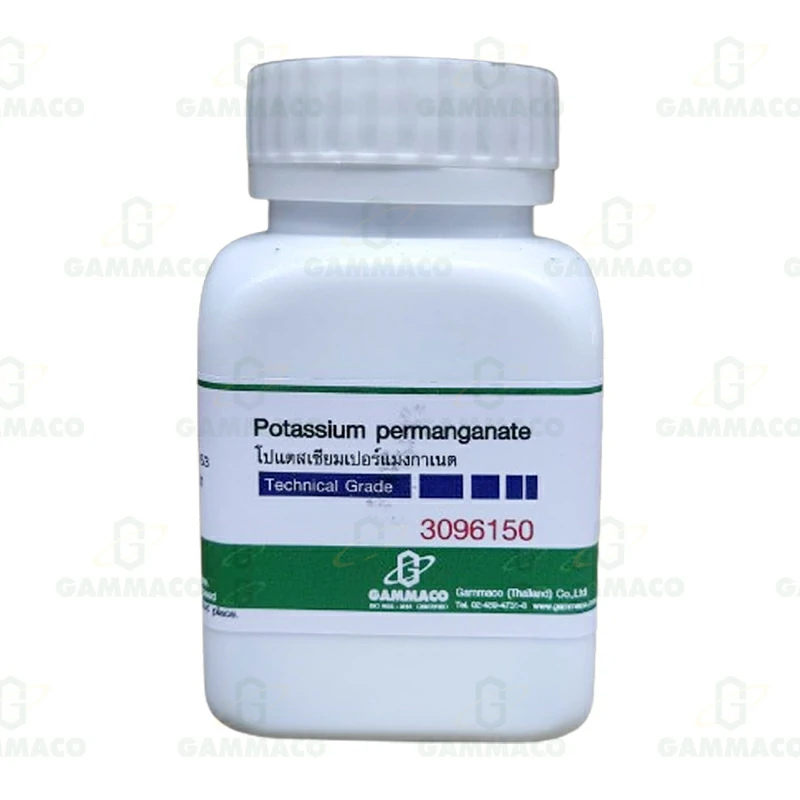 KMnO<sub>4</sub> โพแทสเซียมเปอร์แมงกาเนต  (ด่างทับทิม) 100 g.