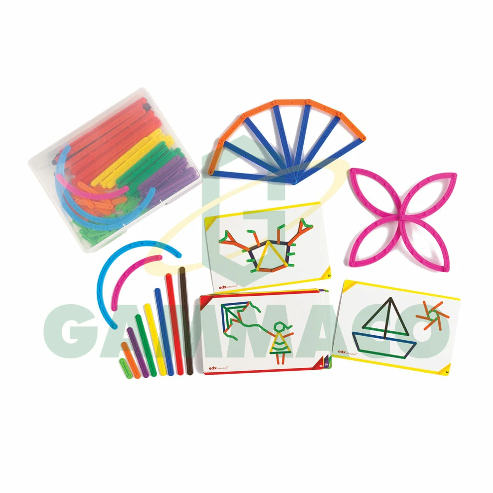 แท่งหลากสีสำหรับสร้างรูปทรงเรขาคณิต 200 ชิ้น
