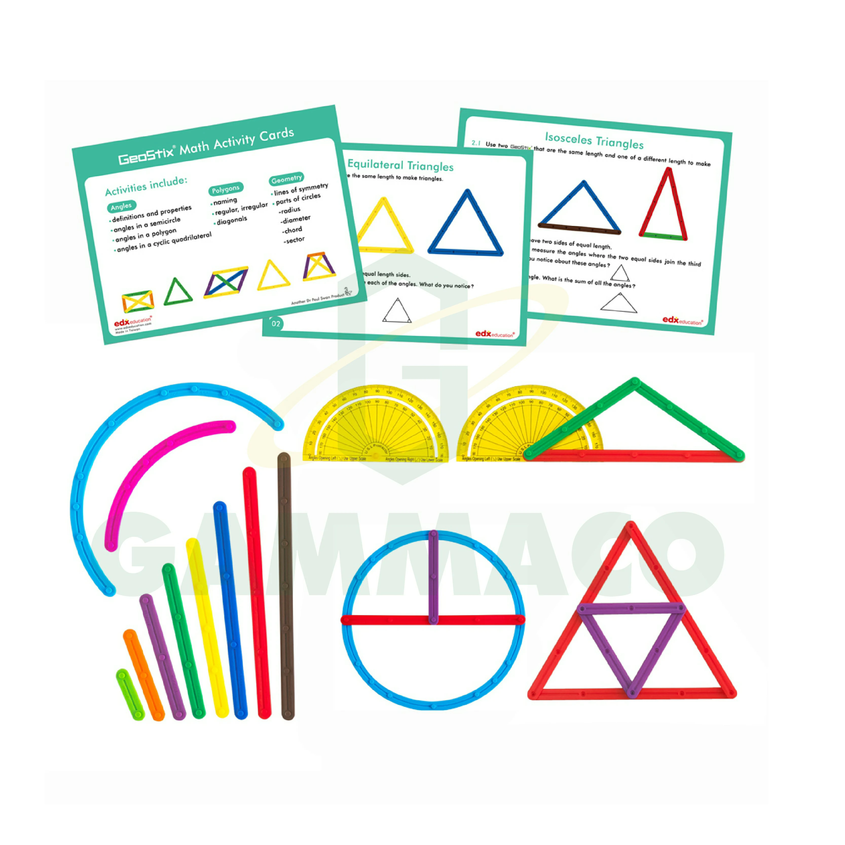 แท่งหลากสีสำหรับสร้างรูปทรงเรขาคณิต พร้อมการ์ดกิจกรรม