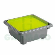 ถาดทึบสีเทาหม่นไฟพร้อมฝาปิดสีเขียว