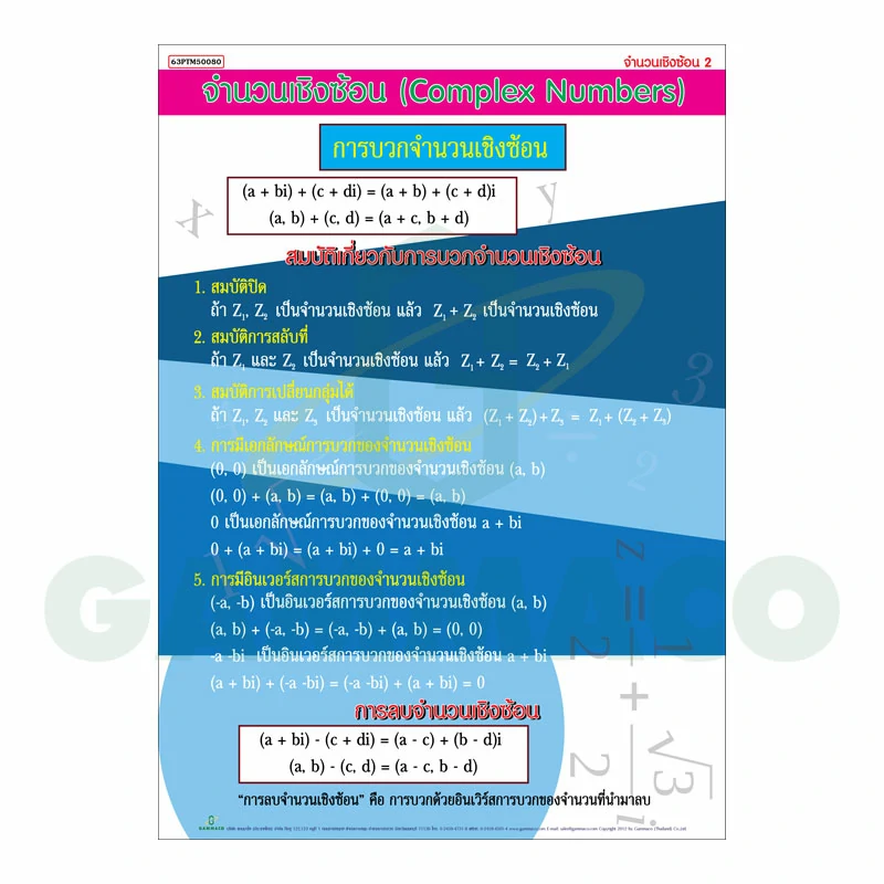 โปสเตอร์กลอสซี่ เรื่องจำนวนเชิงซ้อน 2 (การบวกจำนวนเชิงซ้อน)