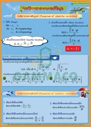 โปสเตอร์กลอสซี่เรื่องการวิเคราะห์ข้อมูลเบื้องต้น 5 (การวัดการกระจายของข้อมูล)