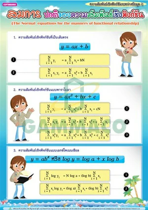 โปสเตอร์กลอสซี่ เรื่อง ความสัมพันธ์เชิงฟังก์ชันระหว่างข้อมูล 2 (สมการปกติของความสัมพันธ์เชิงฟังก์ชัน)