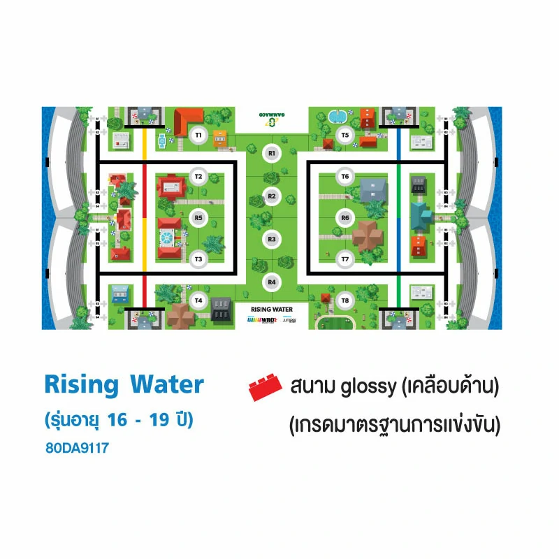สนาม WRO2020 Rising Water (รุ่นอายุ 16 - 19 ปี) ผลิตจาก glossy เคลือบด้าน (เกรดมาตรฐานการแข่งขัน) - ส่งฟรี